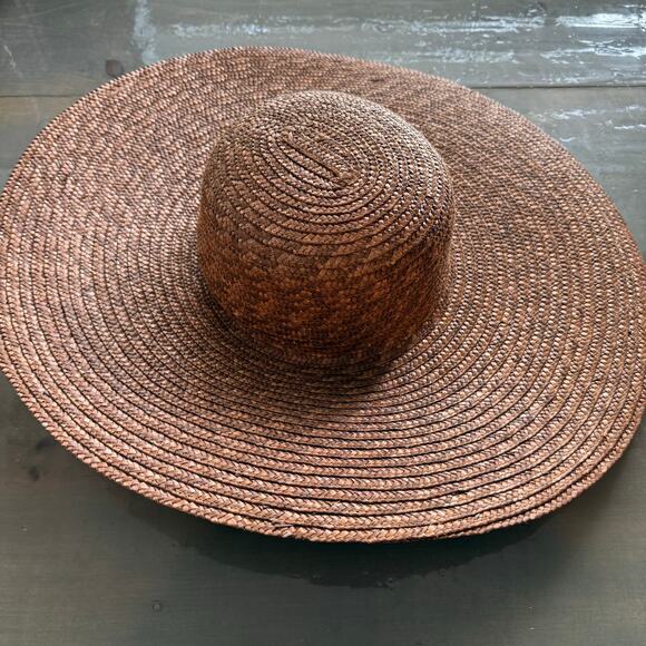 Brown Wide Brim Straw Sun Hat Beach Resort Boho OS main image 7